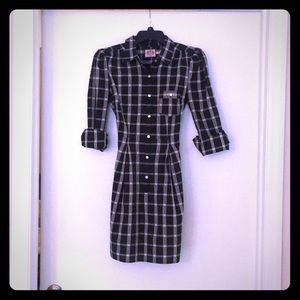 Juicy Couture 3/4 sleeve plaid dress